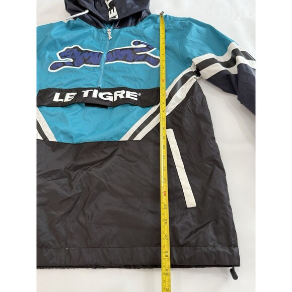 Le Tigre Hooded Quarter Zip Windbreaker Jacket Blue Black Men’s Sz Large b - Picture 4 of 9